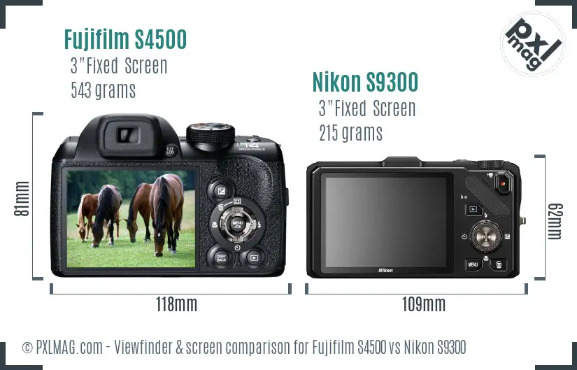 Fujifilm S4500 vs Nikon S9300 Screen and Viewfinder comparison