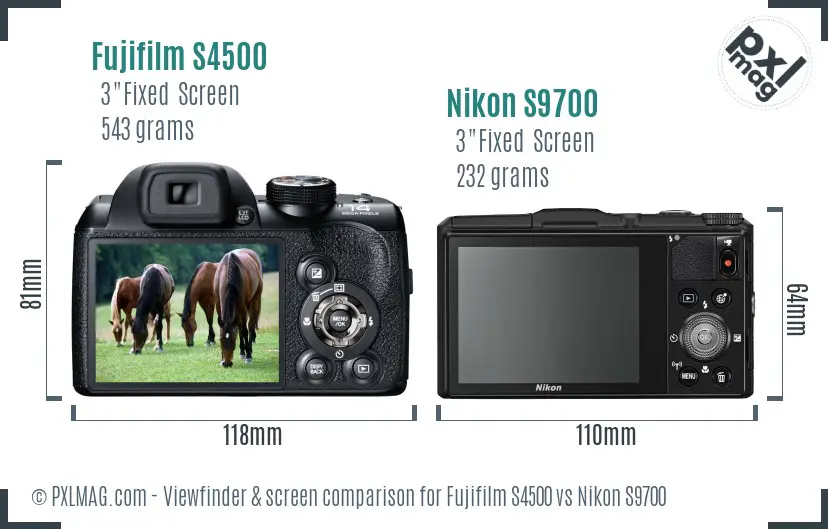 Fujifilm S4500 vs Nikon S9700 Screen and Viewfinder comparison