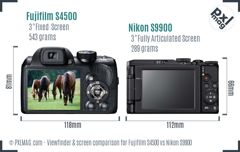 Fujifilm S4500 vs Nikon S9900 Screen and Viewfinder comparison
