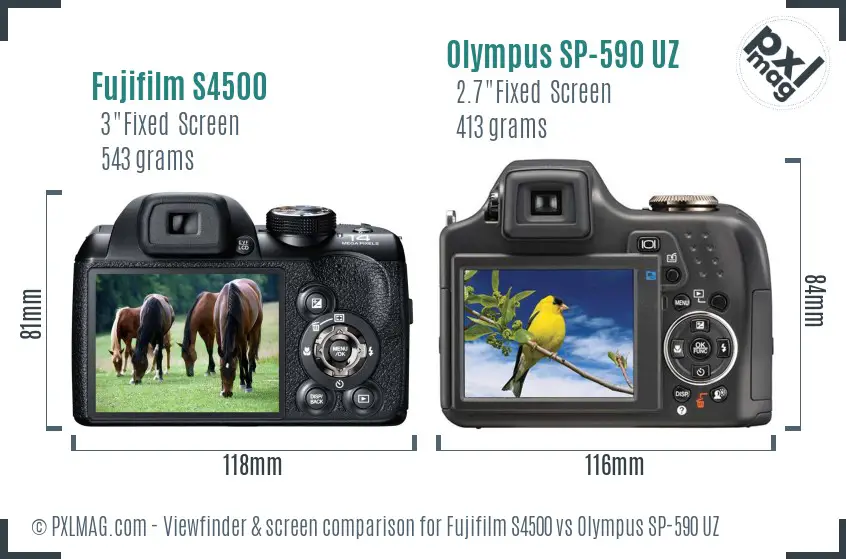 Fujifilm S4500 vs Olympus SP-590 UZ Screen and Viewfinder comparison Fujifilm S4500 vs Olympus SP-590 UZ Screen and Viewfinder comparison