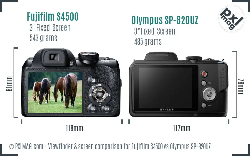 Fujifilm S4500 vs Olympus SP-820UZ Screen and Viewfinder comparison Fujifilm S4500 vs Olympus SP-820UZ Screen and Viewfinder comparison