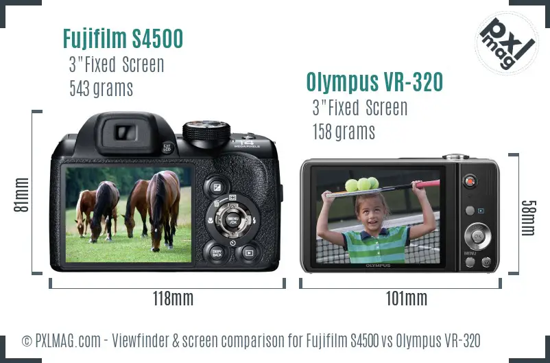 Fujifilm S4500 vs Olympus VR-320 Screen and Viewfinder comparison Fujifilm S4500 vs Olympus VR-320 Screen and Viewfinder comparison