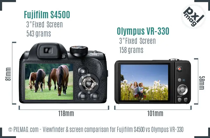 Fujifilm S4500 vs Olympus VR-330 Screen and Viewfinder comparison Fujifilm S4500 vs Olympus VR-330 Screen and Viewfinder comparison