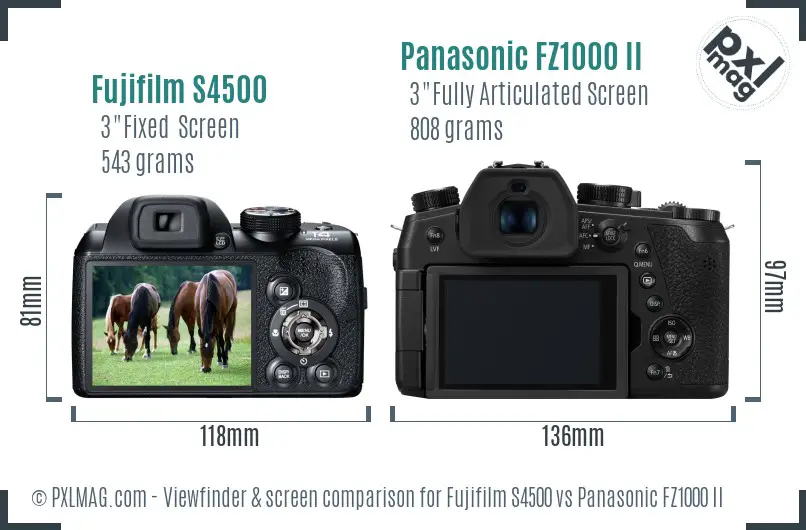 Fujifilm S4500 vs Panasonic FZ1000 II Screen and Viewfinder comparison