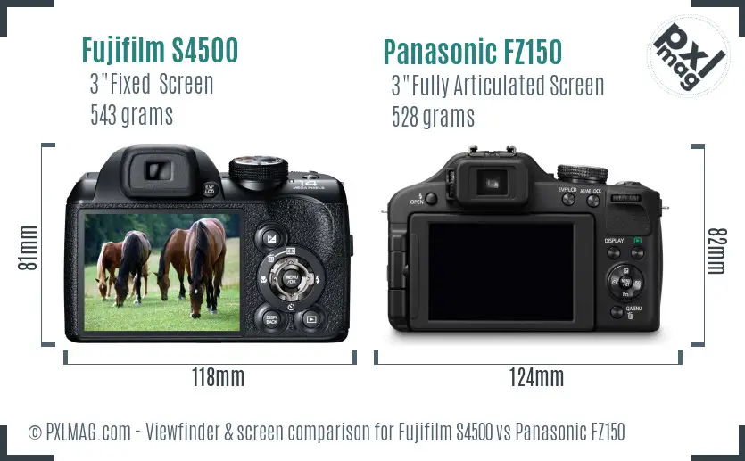 Fujifilm S4500 vs Panasonic FZ150 Screen and Viewfinder comparison Fujifilm S4500 vs Panasonic FZ150 Screen and Viewfinder comparison