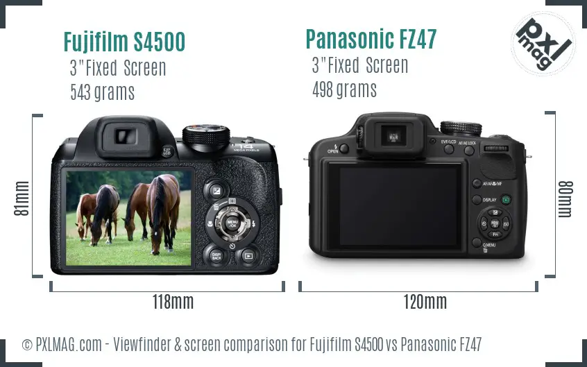Fujifilm S4500 vs Panasonic FZ47 Screen and Viewfinder comparison