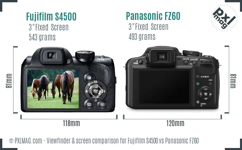 Fujifilm S4500 vs Panasonic FZ60 Screen and Viewfinder comparison Fujifilm S4500 vs Panasonic FZ60 Screen and Viewfinder comparison