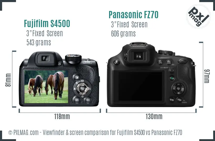 Fujifilm S4500 vs Panasonic FZ70 Screen and Viewfinder comparison Fujifilm S4500 vs Panasonic FZ70 Screen and Viewfinder comparison