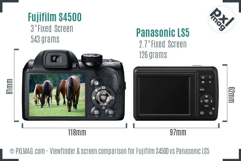 Fujifilm S4500 vs Panasonic LS5 Screen and Viewfinder comparison