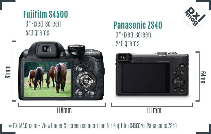 Fujifilm S4500 vs Panasonic ZS40 Screen and Viewfinder comparison Fujifilm S4500 vs Panasonic ZS40 Screen and Viewfinder comparison