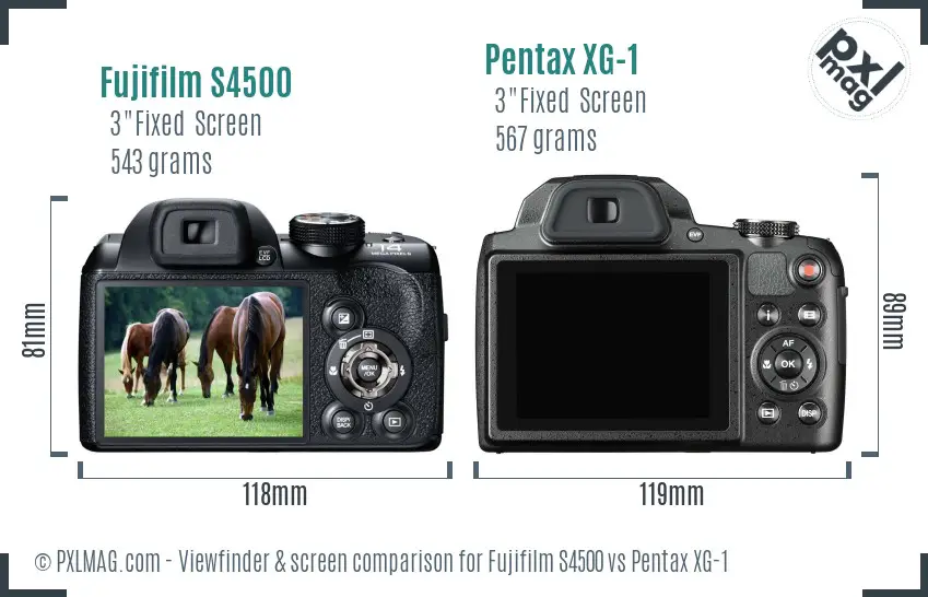 Fujifilm S4500 vs Pentax XG-1 Screen and Viewfinder comparison