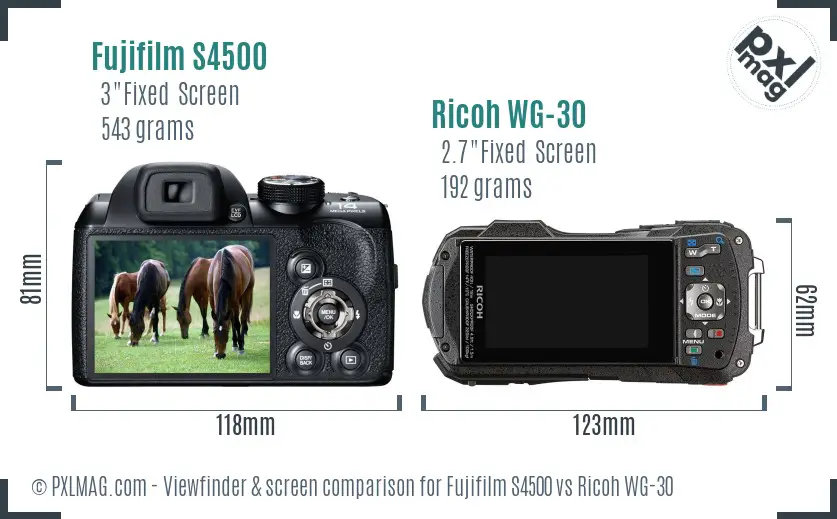 Fujifilm S4500 vs Ricoh WG-30 Screen and Viewfinder comparison Fujifilm S4500 vs Ricoh WG-30 Screen and Viewfinder comparison
