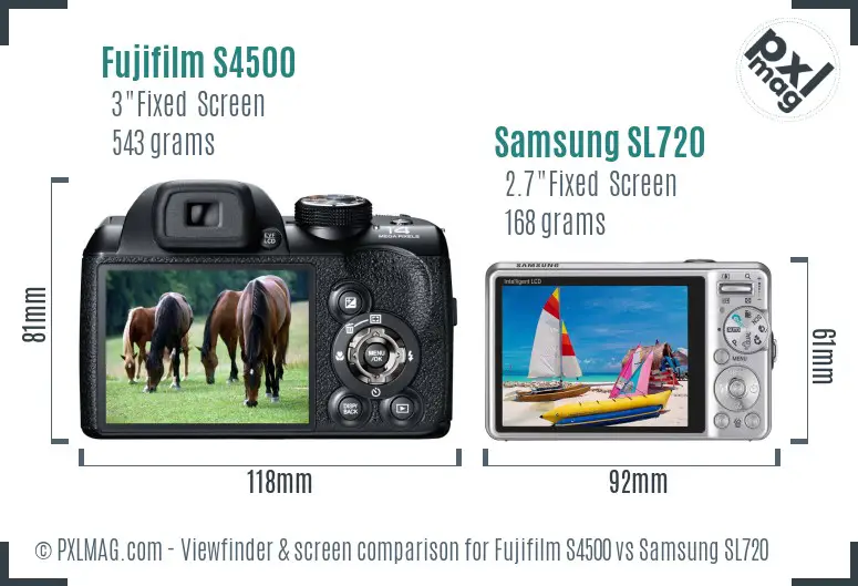 Fujifilm S4500 vs Samsung SL720 Screen and Viewfinder comparison Fujifilm S4500 vs Samsung SL720 Screen and Viewfinder comparison