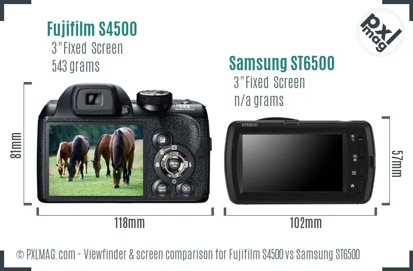 Fujifilm S4500 vs Samsung ST6500 Screen and Viewfinder comparison