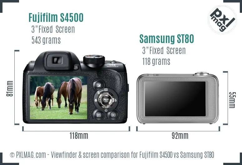 Fujifilm S4500 vs Samsung ST80 Screen and Viewfinder comparison