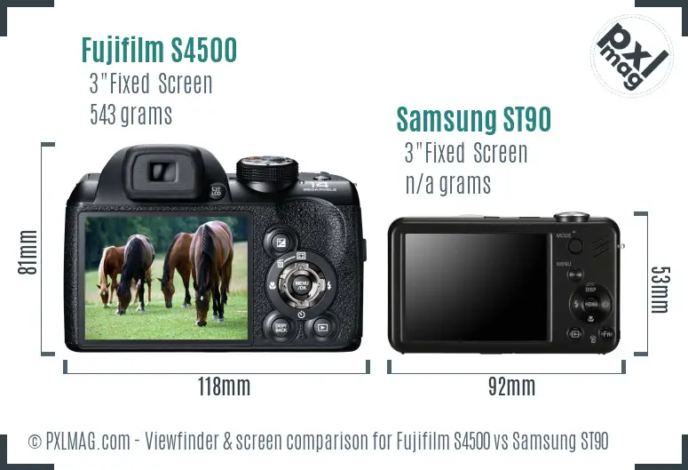 Fujifilm S4500 vs Samsung ST90 Screen and Viewfinder comparison Fujifilm S4500 vs Samsung ST90 Screen and Viewfinder comparison