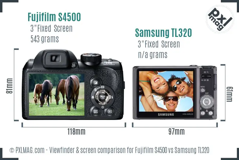 Fujifilm S4500 vs Samsung TL320 Screen and Viewfinder comparison