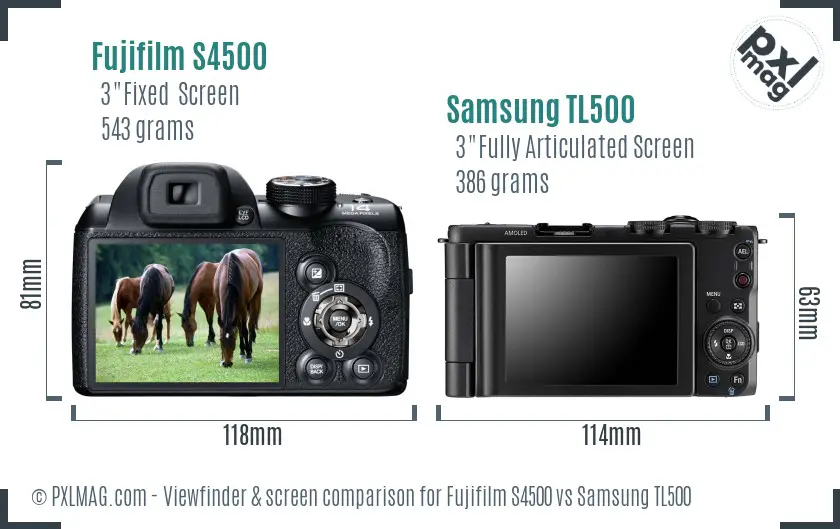 Fujifilm S4500 vs Samsung TL500 Screen and Viewfinder comparison