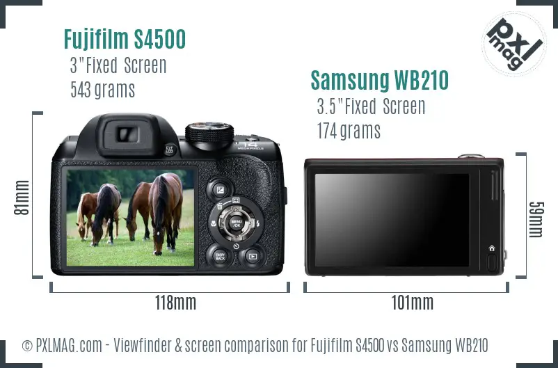 Fujifilm S4500 vs Samsung WB210 Screen and Viewfinder comparison