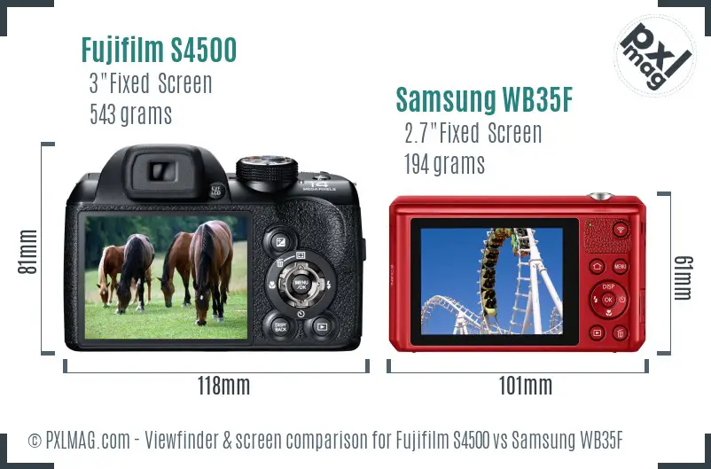 Fujifilm S4500 vs Samsung WB35F Screen and Viewfinder comparison