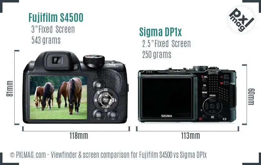 Fujifilm S4500 vs Sigma DP1x Screen and Viewfinder comparison