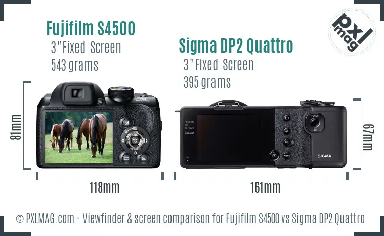 Fujifilm S4500 vs Sigma DP2 Quattro Screen and Viewfinder comparison