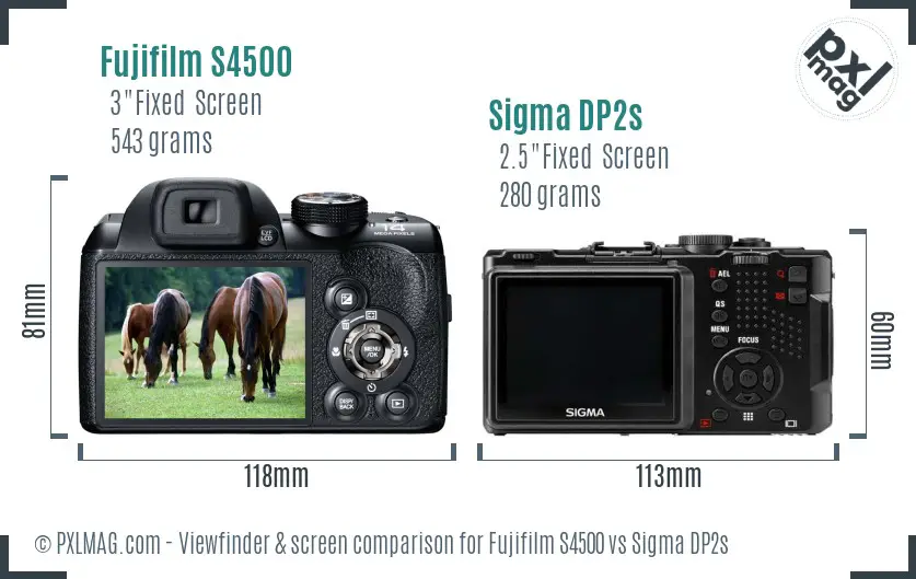 Fujifilm S4500 vs Sigma DP2s Screen and Viewfinder comparison