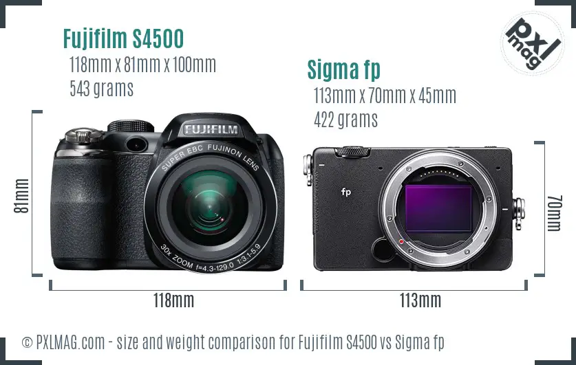 Fujifilm S4500 vs Sigma fp size comparison Fujifilm S4500 vs Sigma fp size comparison