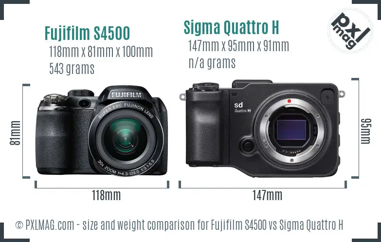 Fujifilm S4500 vs Sigma Quattro H size comparison
