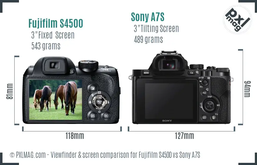 Fujifilm S4500 vs Sony A7S Screen and Viewfinder comparison