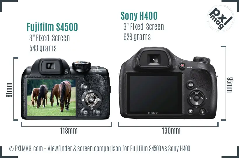 Fujifilm S4500 vs Sony H400 Screen and Viewfinder comparison Fujifilm S4500 vs Sony H400 Screen and Viewfinder comparison