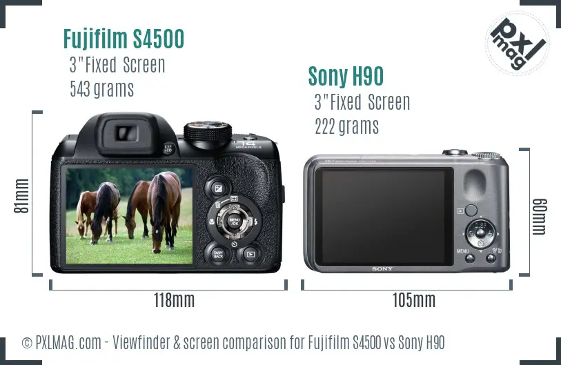 Fujifilm S4500 vs Sony H90 Screen and Viewfinder comparison