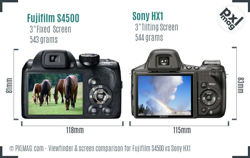 Fujifilm S4500 vs Sony HX1 Screen and Viewfinder comparison