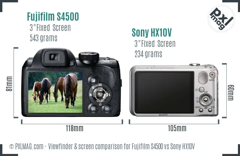 Fujifilm S4500 vs Sony HX10V Screen and Viewfinder comparison Fujifilm S4500 vs Sony HX10V Screen and Viewfinder comparison