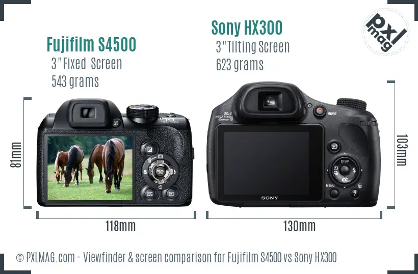 Fujifilm S4500 vs Sony HX300 Screen and Viewfinder comparison