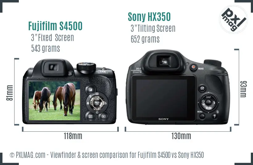 Fujifilm S4500 vs Sony HX350 Screen and Viewfinder comparison Fujifilm S4500 vs Sony HX350 Screen and Viewfinder comparison