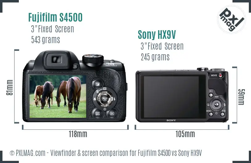 Fujifilm S4500 vs Sony HX9V Screen and Viewfinder comparison