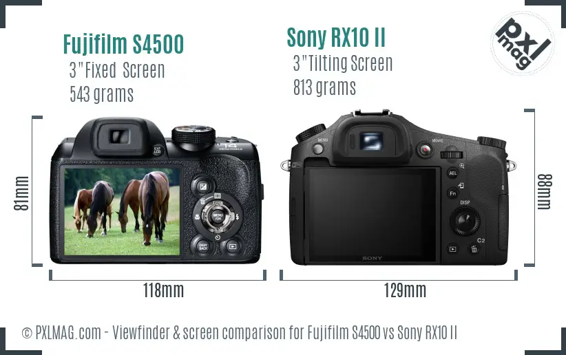 Fujifilm S4500 vs Sony RX10 II Screen and Viewfinder comparison