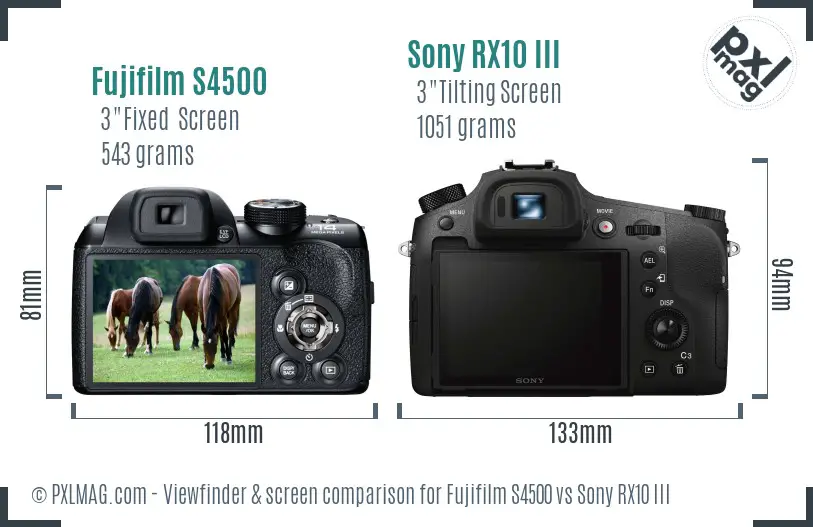 Fujifilm S4500 vs Sony RX10 III Screen and Viewfinder comparison