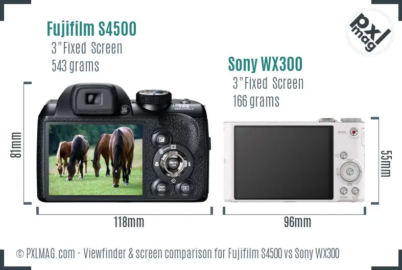 Fujifilm S4500 vs Sony WX300 Screen and Viewfinder comparison