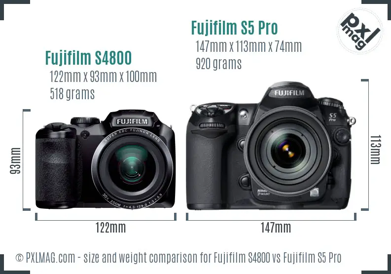 Fujifilm S4800 vs Fujifilm S5 Pro size comparison