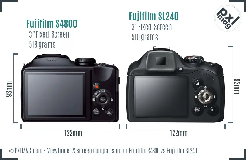 Fujifilm S4800 vs Fujifilm SL240 Screen and Viewfinder comparison