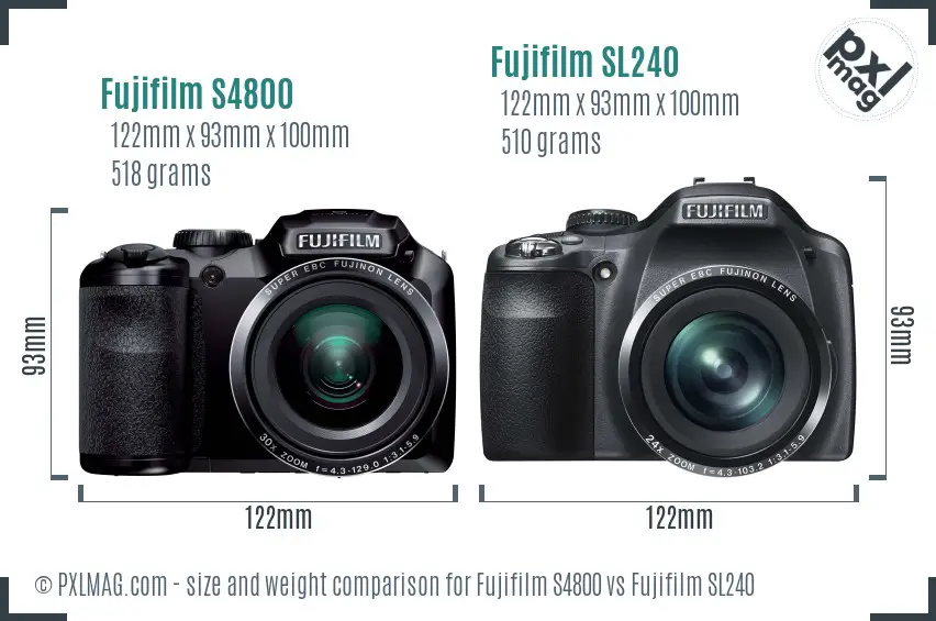 Fujifilm S4800 vs Fujifilm SL240 size comparison