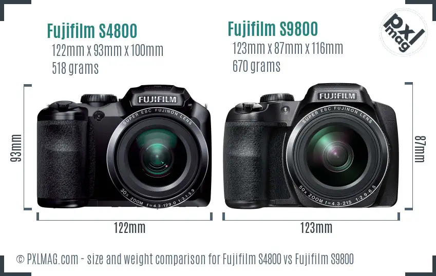 Fujifilm S4800 vs Fujifilm S9800 size comparison