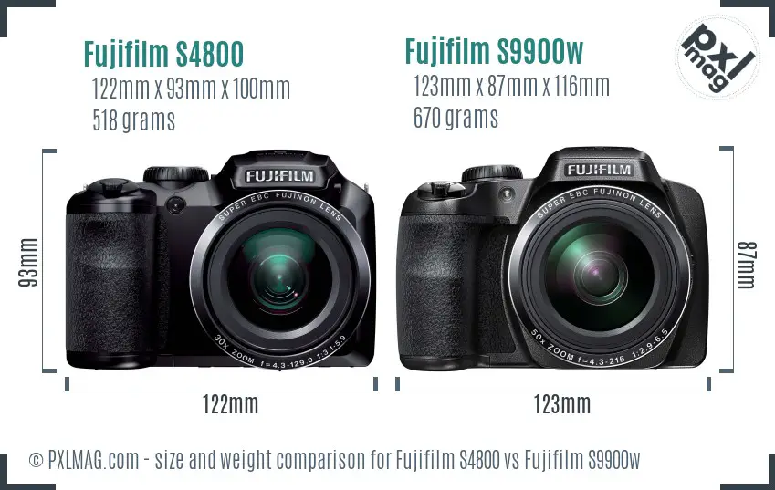Fujifilm S4800 vs Fujifilm S9900w size comparison