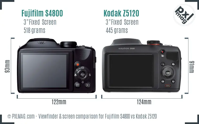 Fujifilm S4800 vs Kodak Z5120 Screen and Viewfinder comparison Fujifilm S4800 vs Kodak Z5120 Screen and Viewfinder comparison