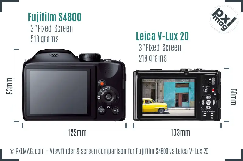 Fujifilm S4800 vs Leica V-Lux 20 Screen and Viewfinder comparison Fujifilm S4800 vs Leica V-Lux 20 Screen and Viewfinder comparison