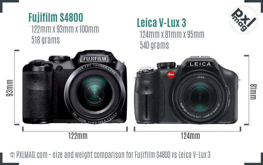 Fujifilm S4800 vs Leica V-Lux 3 size comparison Fujifilm S4800 vs Leica V-Lux 3 size comparison