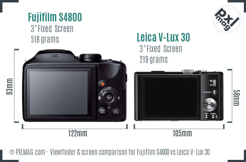 Fujifilm S4800 vs Leica V-Lux 30 Screen and Viewfinder comparison