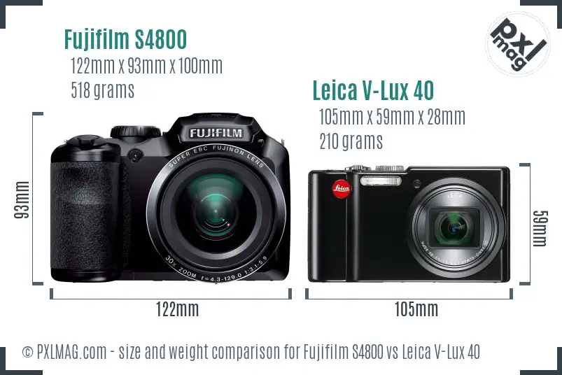 Fujifilm S4800 vs Leica V-Lux 40 size comparison Fujifilm S4800 vs Leica V-Lux 40 size comparison